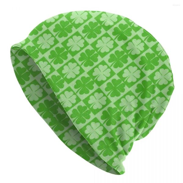 Berretti Lucky Green Shamrock Beanie Cappelli St Patricks Day Skullies Berretti Hippie Head Wrap Berretti maschili Autunno Graphic Y2K Cool Bonnet