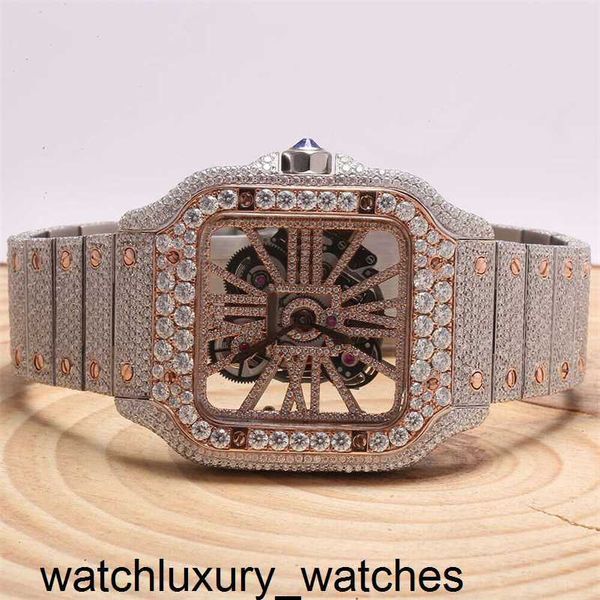Carterss-zertifizierte Diamonds-Uhr VVS GRA Hip Hop Gold, individuelles Gehäuse, Skelett mit Paar Edelstahl, Ladi S925 Labgrown Watch9H0P