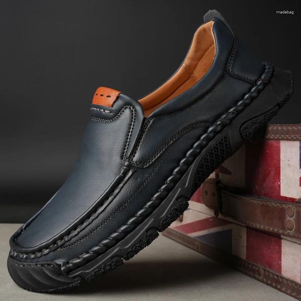 Casual Schuhe Leder Für Männer Weiche Sohle Frühling Herbst Herren Loafer Mode Designer Männlichen Slip Auf Schuhe Freizeit Spaziergang Mokassins