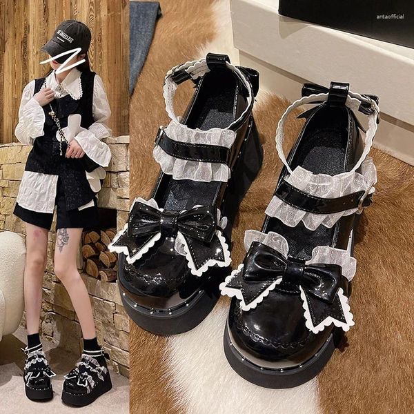 Sapatos de vestido Mary Jane para mulheres plataforma de verão levantar arco cabeça redonda bonito com saia lolita japonês jk couro meninas único