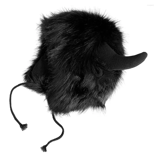 Fermagli per capelli Cappello divertente Corno di bue Peluche Caldo inverno Cosplay