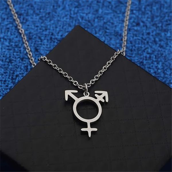 10 Stück Transgender-Symbol-Anhänger-Halskette, männlich und weiblich, Trans-Geschlechtszeichen, Edelstahl, Lgbt, Queer, Bisexuell, Lesben, Stolz, Gay-Charm-Ketten-Halsband