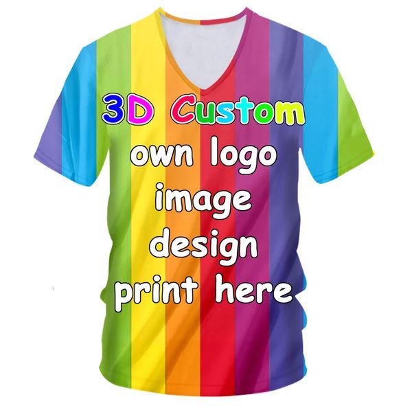 IFPD Maßgeschneiderte EUUS-Größe T-Shirts mit V-Ausschnitt Sumer Tops Männer DIY Bilddruck 3D-T-Shirt Mann Freizeitkleidung Großhandel übergroß 240220