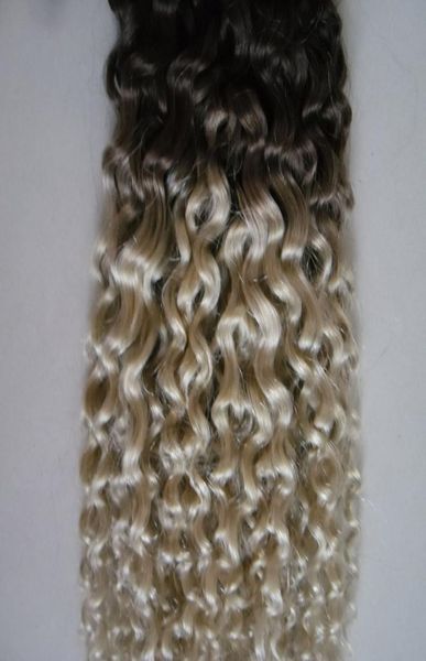 Cabelo encaracolado tecer cabelo humano 100g ombre cabelo virgem 1b613 dois tons ombre extensões de cabelo humano duplo weft1006369