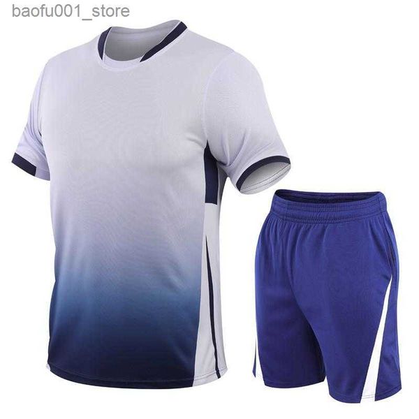 Herren-Trainingsanzüge, Herren-Trainingsanzüge, Fußballtraining, Sportbekleidung, Sommersportanzug für Männer, Fitness-Kleidung, T-Shirt, Shorts, 2 Stück, Laufen, Tennistrikot-Set, Herren, Q240228