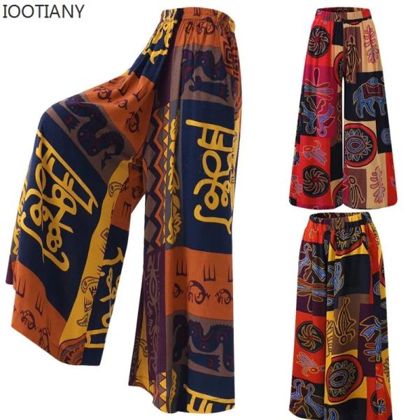 Roupa 2023 cigano hippie thai boho tribunal senhoras 5xl perna larga boho yoga harem calças femininas calças de cintura franzida aladdin calças femininas