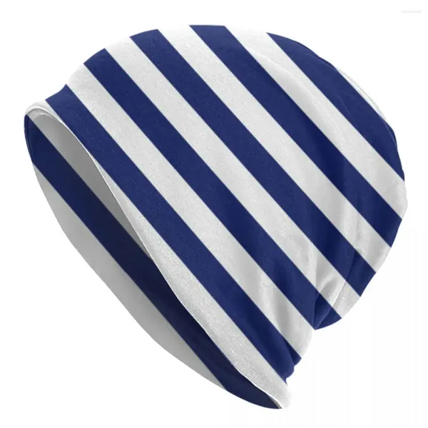 Berretti Cappelli a cuffia nautici retrò Cappello lavorato a maglia a righe blu scuro e bianco Palestra Elastico Uomo Donna Berretti Design primaverile Divertente cofano regalo