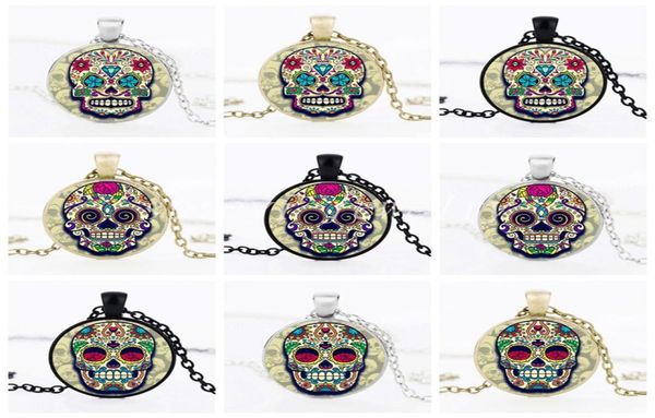 Charms Glaskuppel Totenkopf Statement Halskette Schmuck Zuckerschädel Kette Choker DamenHerren Handgefertigte Halsketten Anhänger Weihnachtsgeschenk9714136