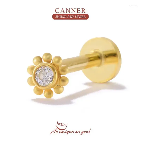 Stud Küpe Canner 1pc Star Flower Moon Snake Zirkon Kadınlar İçin 925 STERLING Gümüş Piercing Pentien Düğün Takı