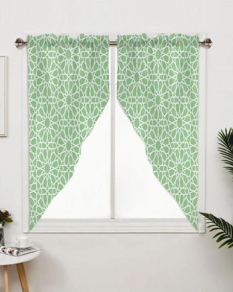 Занавески зеленые с абстрактным геометрическим узором, шторы для спальни, окна, гостиной, треугольные жалюзи, шторы
