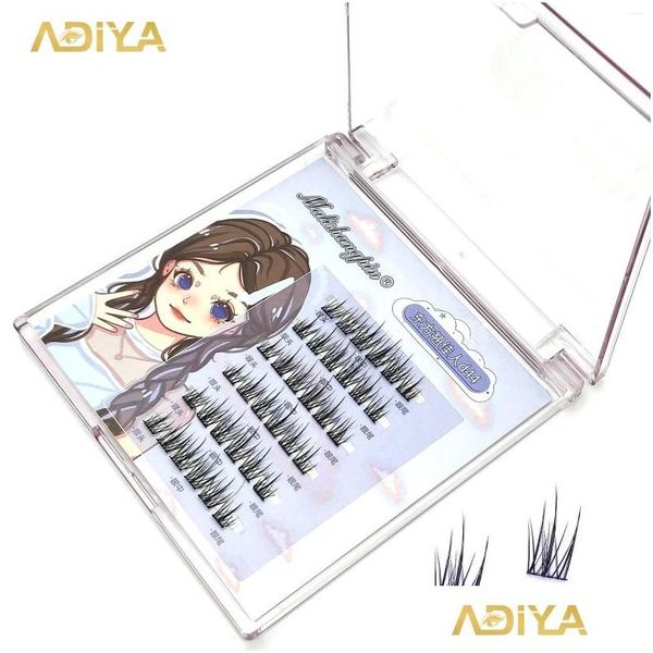 Falsche Wimpern Adiya DIY Cluster Wimpernverlängerungen Schiffssegmentierte natürliche C-Locken Individuelles Nerz-Make-up-Tool zu Hause Drop-Lieferung Dh9Bo