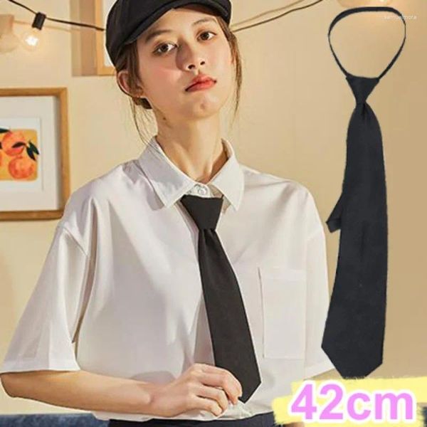 Arco laços estilo japonês clipe em gravata simples zíper preto para homens mulheres estudantes jk uniforme camisas pescoço acessórios de roupas