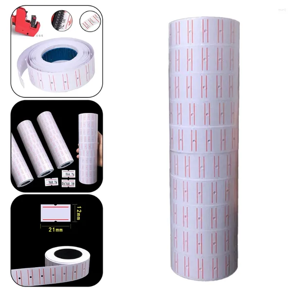 Envoltório de presente 10 rolo adesivo preço etiqueta etiqueta de papel prateleira para loja varejo configuração marcação preços de produto vermelho branco 21x12mm