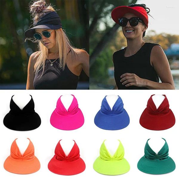 Bola Caps Ampla Brim Turban Hat Visor Sun Cap Hijab Clássico Esticável Esportes Anti-ultravioleta Mulheres Sunbonnet 1 PCS