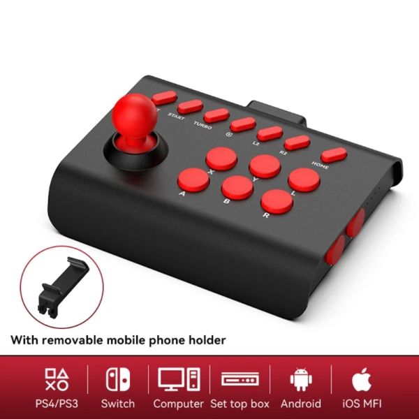 Joysticks Game Joystick WiredBluetoothComptible/2.4G Connection Arcade Game Console Rocker per PS3PS4/SwitchPC/Androidios/TV x3uf