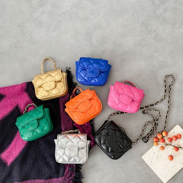 Borsa a tracolla in metallo per ragazze di lusso INS borse a tracolla a catena trapuntata per bambini borsa principessa colorata per bambini Mini portafoglio A7825