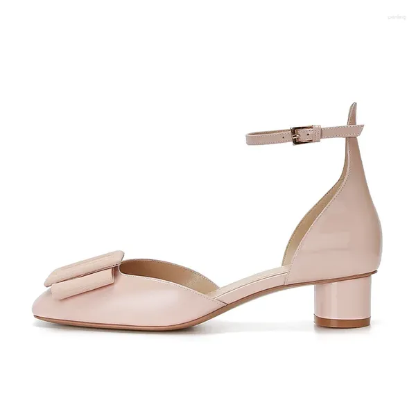 Sapatos de vestido verão mulheres sandálias sweety aconchegante cor sólida fivela quadrada tornozelo cinta zapatos para mujere rosa toe saltos redondos