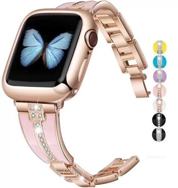 Bracciale con cinturini in diamanti da donna di design di lusso per Apple Watch 8 Ultra 49mm SE Band Series 7 6 5 4 3 Cinturino in metallo moda 41mm 45mm 40mm 44mm 38mm 42mm Fit iWatch Belt