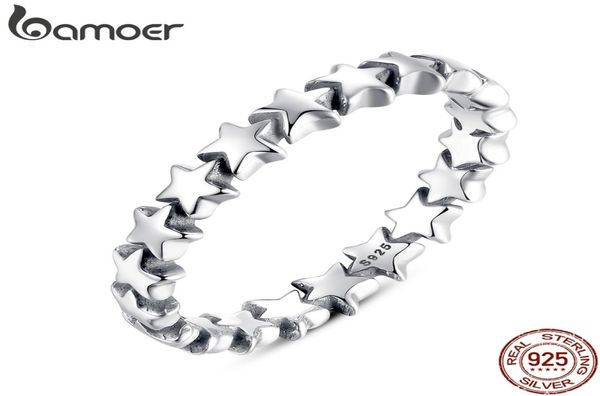 Fine Jewelrys BAMOER Echter 925 Stern Für Frauen Hochzeit 100 925 Sterling Silber Stapelbarer Fingerring Schmuck PA71513840821