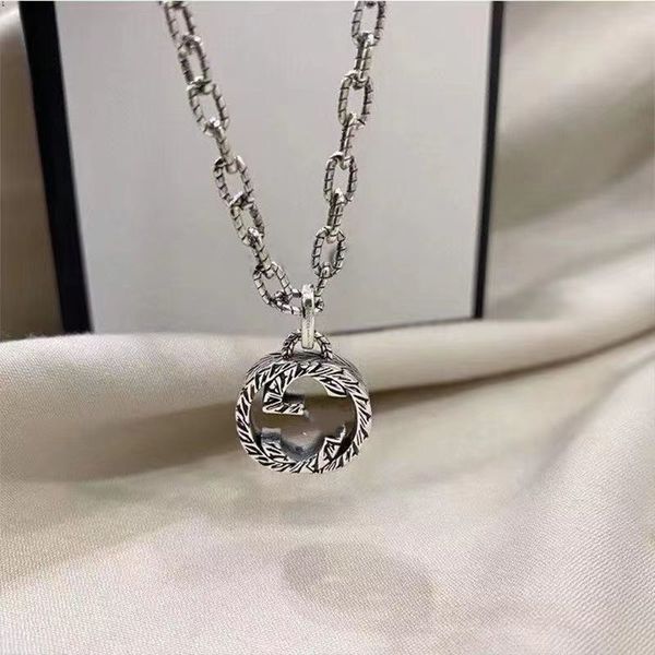 Designer Argento sterling 925 Collana con elfo chiave Uomo Donna Collane con ciondolo Catene di moda Pendenti con teschio quadrato Collane Argento Colore oro Accessori gioielli