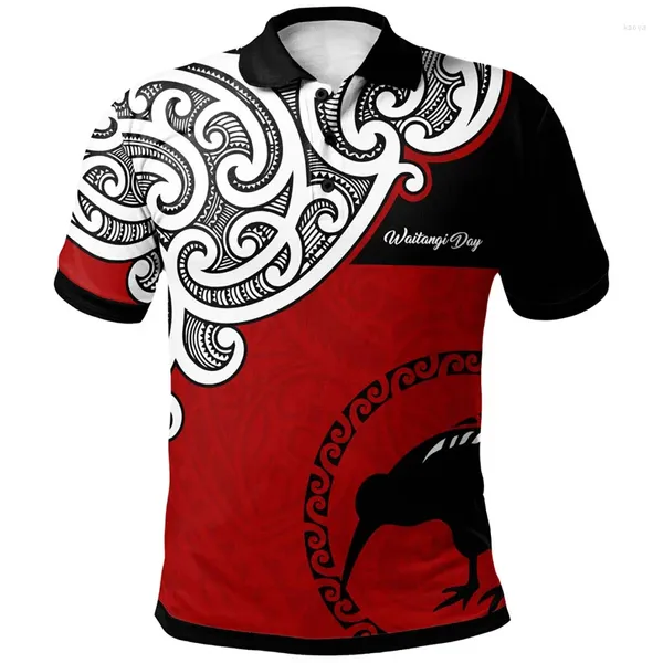 Herren Polos 3D Zealand NZ Flagge Maori Muster Druck Poloshirt WAITANGI Grafik T für Männer Mode Vintage Kleidung