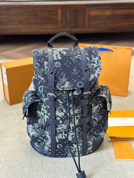 24ss masculino designer de luxo cinza samurai denim mochila tote saco de viagem masculino saco de armazenamento de roupas de luxo ao ar livre mochila 45cm