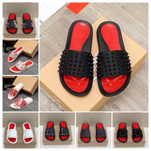 Fondo rosso maschi designer sandali sandali classici picchi piatti piatti scivolare sandalo spessa ginnastica in gomma golflipli di vetrini muli muli estivi casual moda scarpe di moda casual