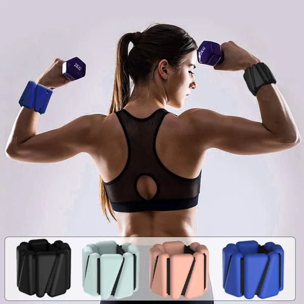 Segurança 1 par 2lb silicone peso pulseira ajustável pulso tornozelo cinta correndo yoga treinamento exercício equipamentos de fitness