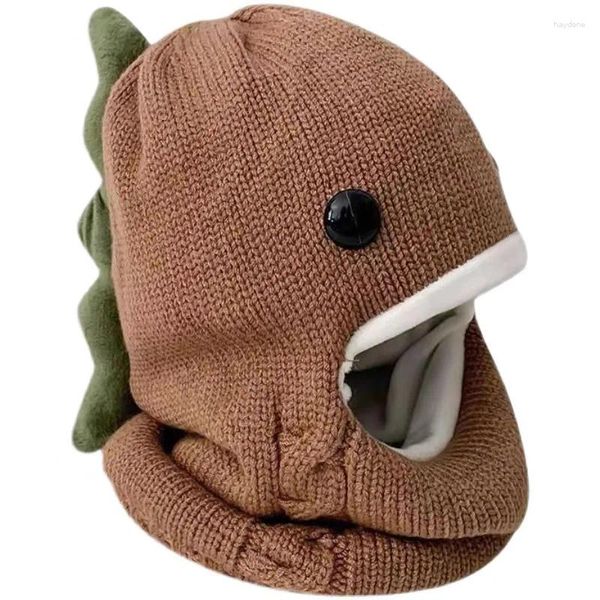 Berets chapéu de malha cor sólida gorros infantis meninos e meninas inverno crianças desenhos animados dinossauro bebê