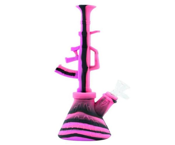 Parte superior Machine Gun Hookahs Acessórios para fumar AK47 Beaker Bongs borbulhador portátil removível e fácil de limpar Dab Rig241s7523664