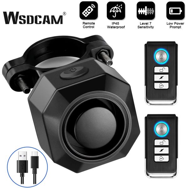 KITS WSDCAM USB USB Alarmante per la sicurezza della bici ricaricabile Anti di sicurezza Anti di sicurezza per allarme wireless Remote Control Motorcycle Bicycle Wined Cell