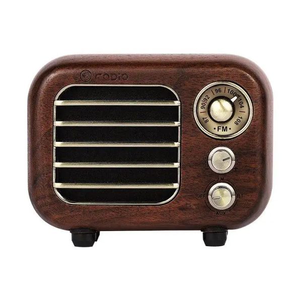 Колонки Ретро Радио Bluetooth Маленький динамик Винтаж Радио Портативный FM-приемник Старомодный классический ореховый деревянный TFcardAUX MP3-плеер