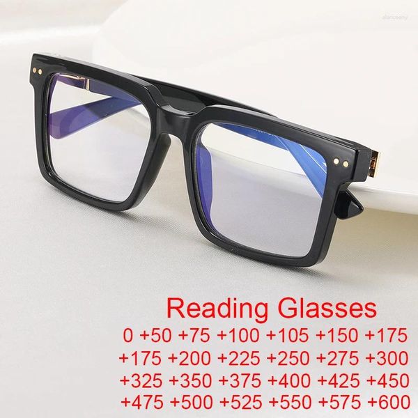 Солнцезащитные очки, винтажные черные квадратные очки для чтения с защитой от синего света, мужские и женские весенние шарнирные очки по рецепту, мужские очки TR90 1,75 2,0