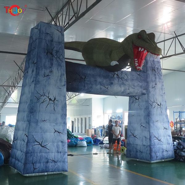 atacado atividades ao ar livre Publicidade Infláveis 8mWx6mH Jurassic Park Dinosaur parques tema Inflável Dinosaur Arch Entrance Gate Balão para decoração