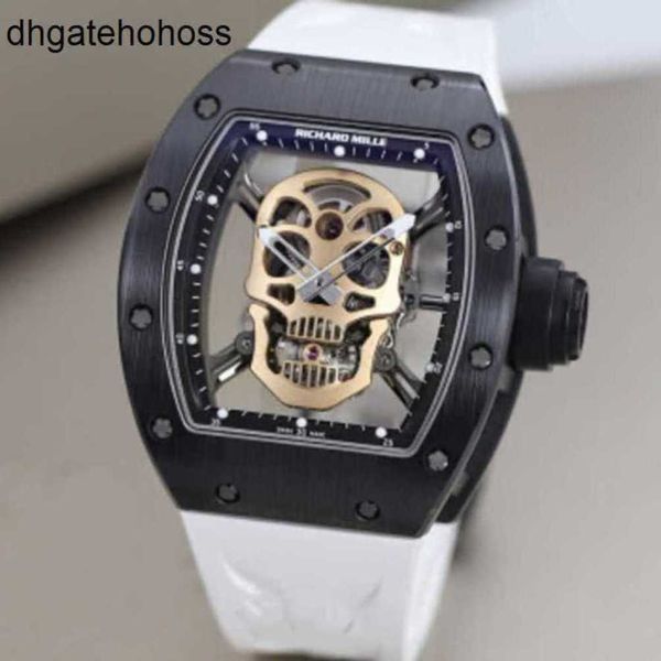 Часы Richarmills Швейцарские часы Автоматические механические мужские серии RM5201 Керамический череп Полый Frj UD3Z