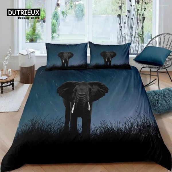 Set di biancheria da letto Home Living Luxury 3D Elefante africano Set Copripiumino Federa per bambini Queen e King Taglia EU/US/AU/UK