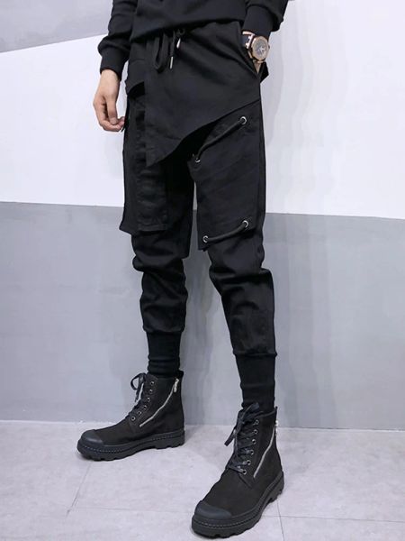 Pantolon ücretsiz kargo erkekler erkek moda siyah orijinal tasarım rahat unsur koyu tarzı saç stilisti ayak ayaklar harem pantolon allmatch