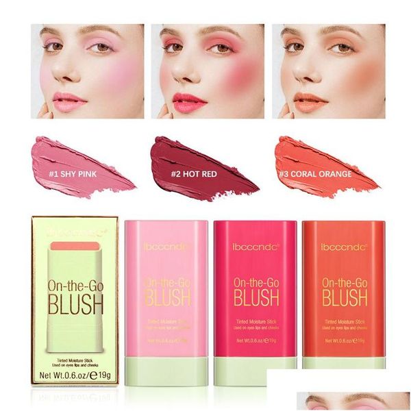 Outros itens de beleza para saúde À prova d'água Facial B Stick Natural Cheek Rouge 3 cores Sedoso Suave Tint Creme Ber Face Maquiagem Drop Delive Dhaen