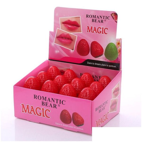 Balsamo per labbra Orso romantico Magic Stberry Balsamo per labbra idratante Burro di burro Palla carina Labbra naturali Pomata Fruttato Cura Trucco Drop Delivery He Dhhdz