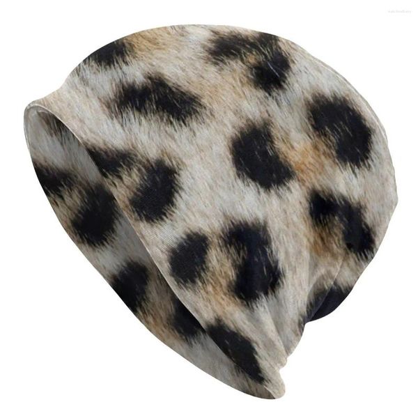 Berets Leopard Tier Fell Druck Motorhaube Hüte Stricken Herbst Winter Outdoor Skullies Beanies Hut Männer Frauen Warme Dual-use-Cap