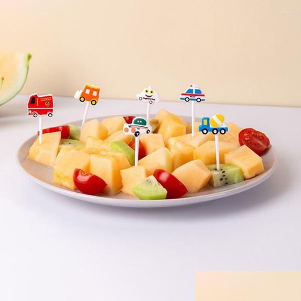 Gabeln 6 stücke Auto Obst Gabel Picks Mini Cartoon Kinder Snack Kuchen Dessert Pick Tootick Bento Mittagessen Party Dekoration Drop lieferung H Dh5Th