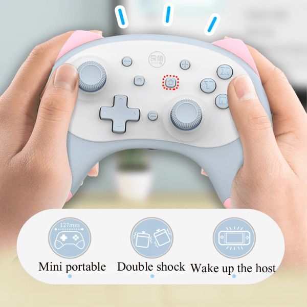 Gamepads IINE cat 4nd Wireless Controller Für Nintend Switch/Switch Lite Gamepad Joystick Stimme aufwachen Kopfhörer stecker Rosa orange