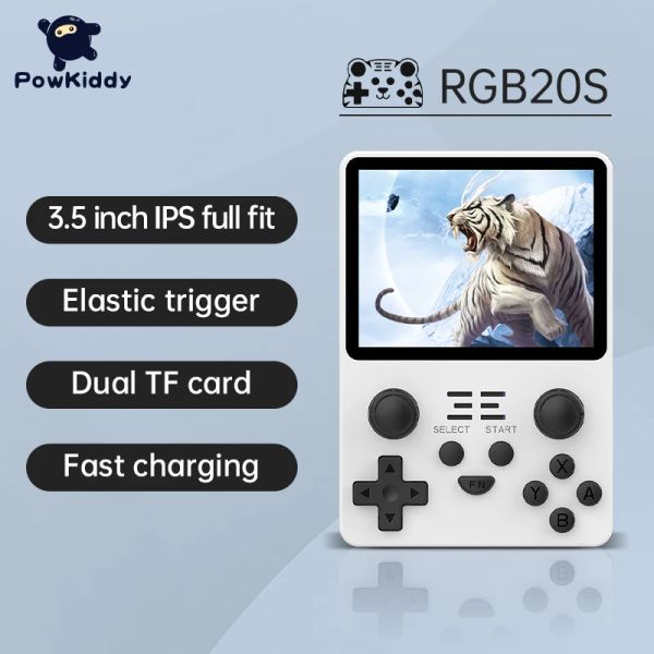 Игроки POWKIDDY RGB20S Портативная игровая консоль Новые ретро игровые плееры Система с открытым исходным кодом 3,5 дюйма 4 3 IPS экран Детские игрушки Подарки