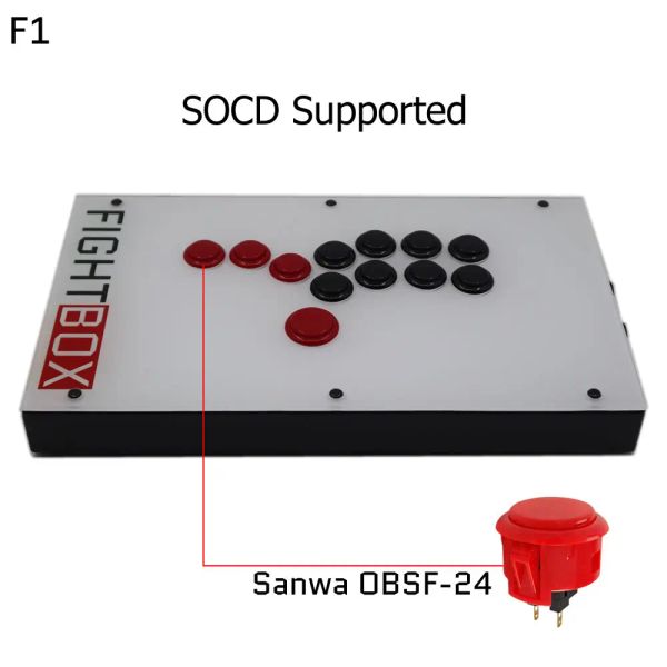 Joysticks FightBox F1 Alle Tasten Hitbox Style Arcade Joystick Fight Stick Game Controller für PS4/PS3/PC Sanwa OBSF24 30 Weiß