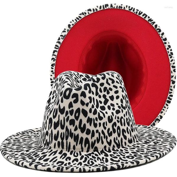 Berretti Cappelli stile Fedora e borsalino Cappelli invernali da donna Stampa leopardata Patchwork scozzese per gli uomini di moda Cappello Fedora in feltro Chapeau Femme