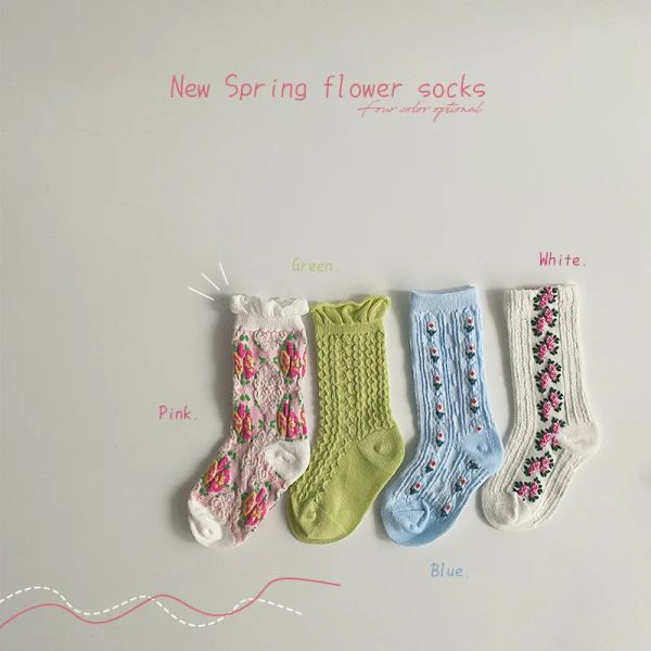 Носки весенний молочный носок милый корейский сладкий цветочный принт детские носки мягкие хлопковые новорожденные девочки детские носки для кружевных носок в трубах в носках