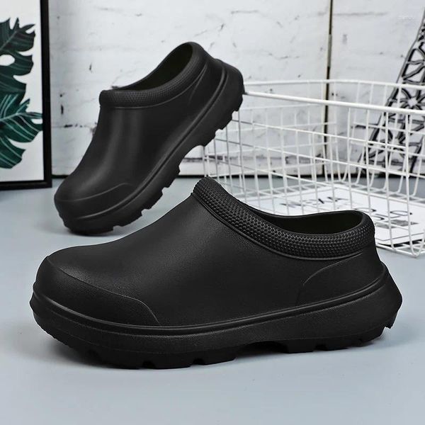 Сандалии мужские, удобная обувь для повара, женские нескользящие водонепроницаемые маслостойкие кухонные сандалии для мастер-ресторанов