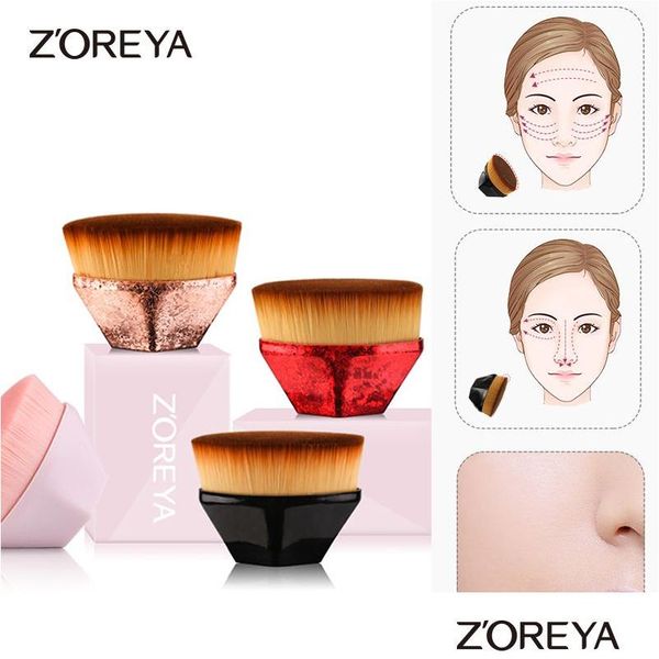 Кисти для макияжа Zoreya Hexagon Foundation Кисть для макияжа Petal 55 Flat Top Kabuki Face B Кисти для тональной основы для крема или жидкости C Dhyt4