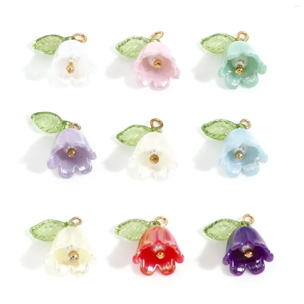TAHLİKLER 10 PCS Renkli Reçine Çiçeği 3d Valley kolye DIY Küpe için Lily Kadın Mücevher Yapma Malzemeleri 14.5x14m