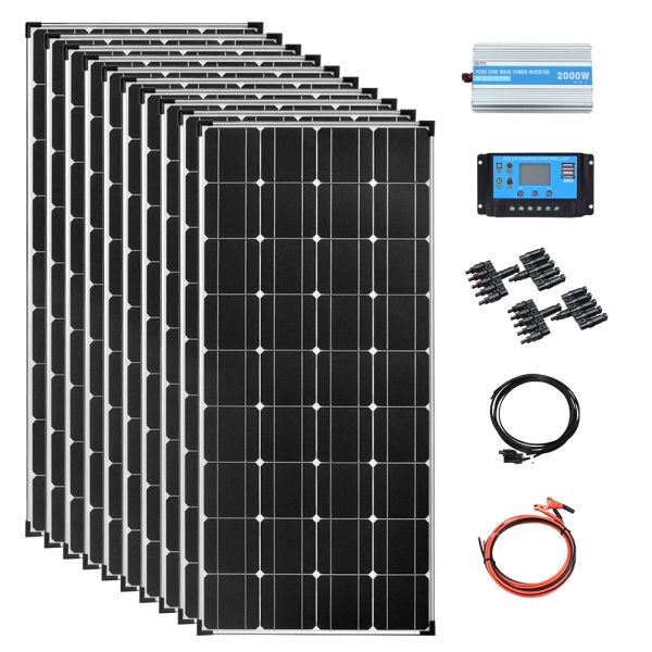 Solare 1200w sistema di pannelli solari kit 12v completo di cella di alimentazione da campeggio inverter 2000w per la ricarica del caricabatteria Elettrodomestici